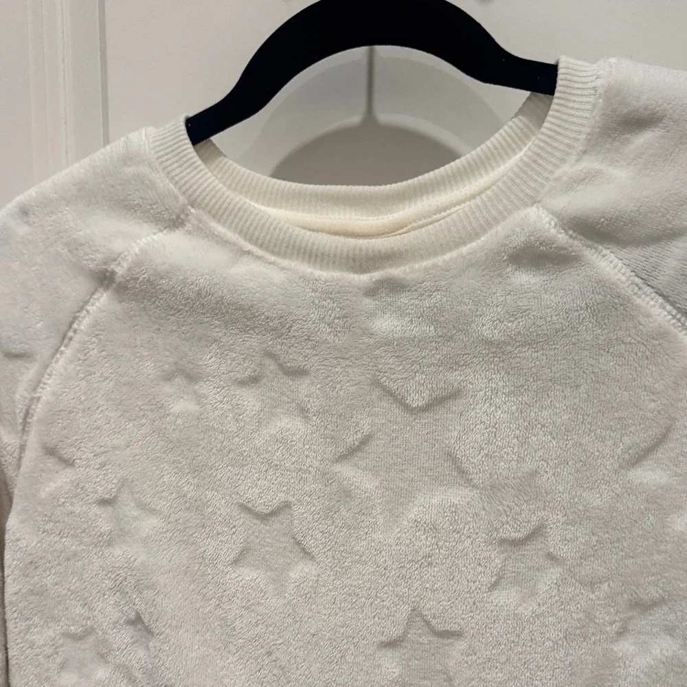 Cat & Jack Cream White Star Fleece Textured Pajama Top Girls XL Size 14